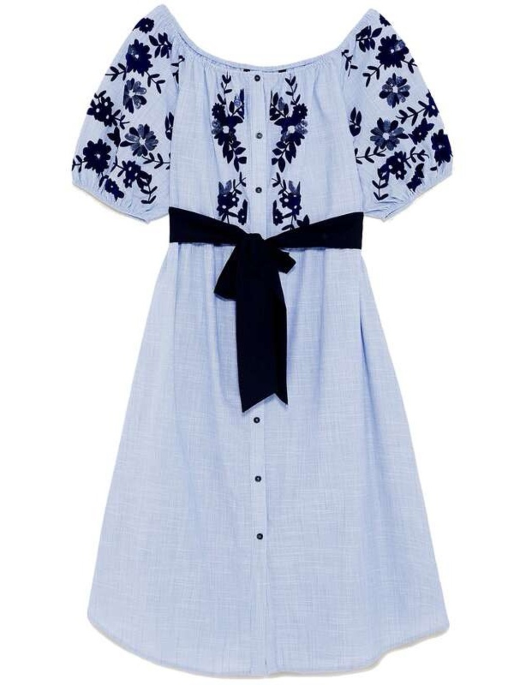 Zara Sky Blue Flocked Print Dress Kate Middleton size XS